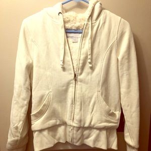 White zip-up sweatshirt